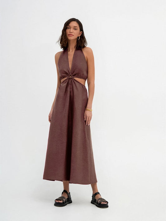 Brown Dress with Cut-outs